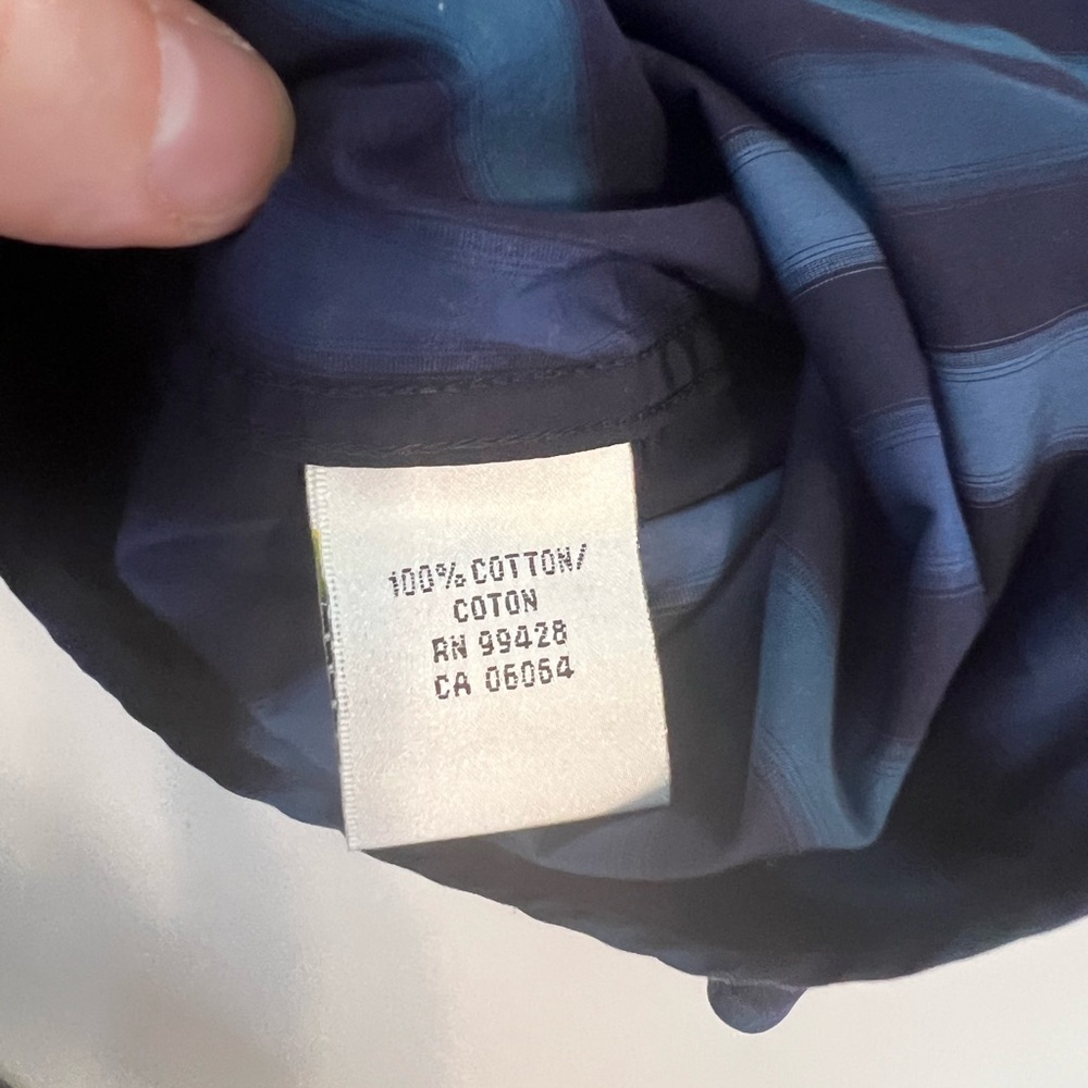 Bugatchi Blue Casual Button Down Shirt with Stripes - Picture 4 of 6